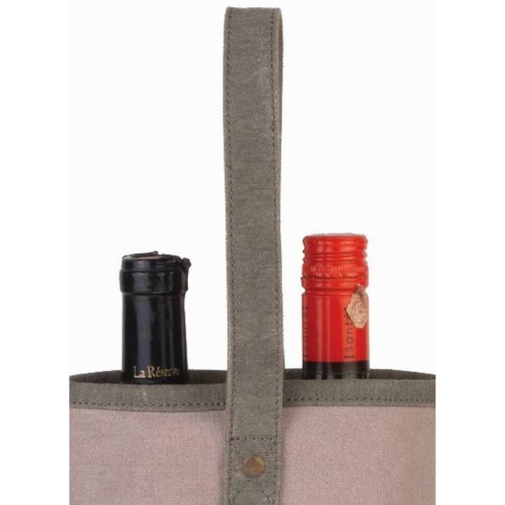 Mona B. - Wholesale Wine tote - Trouble Up-Cycled Canvas Double Wine Bag M-58412
