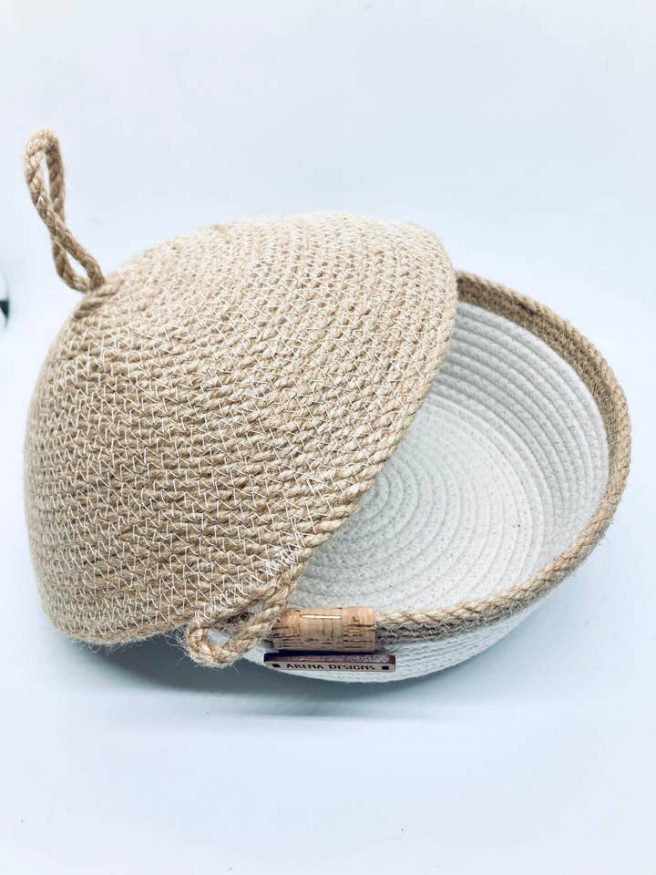 Korb mit Deckel aus Jute und Baumwolle für den Großhandel von Abena Designs