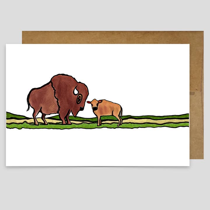 Buffalo & Baby - Greeting Card for wholesale by Kevin & Kaia