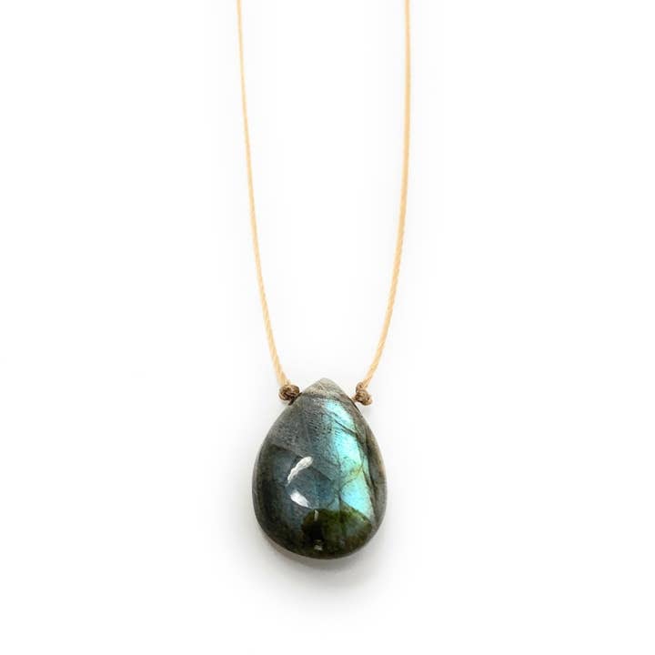 Labradorite Smooth Teardrop Necklace for wholesale by Merelani Designs