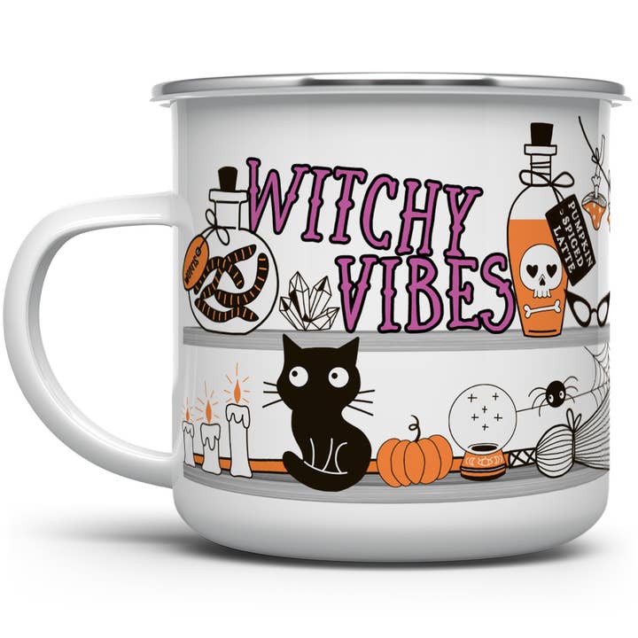Witchy Vibes Retro Camping Mug, Halloween Fall Autumn Gifts for wholesale by Loftipop