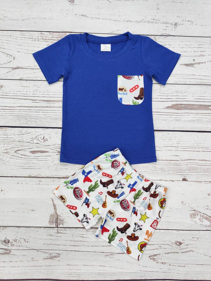 Boys Cactus Printed Top Shorts Set for wholesale by sassy kids palace