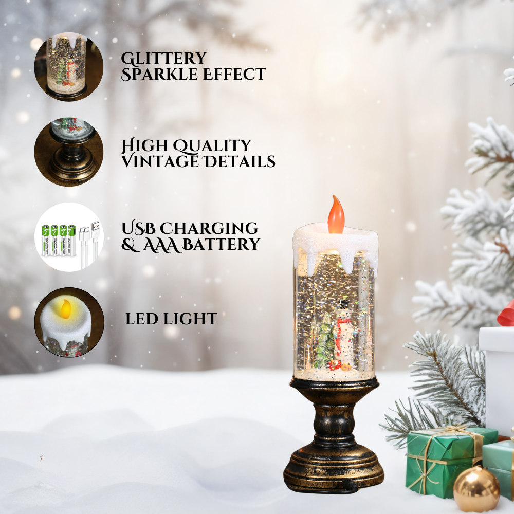 SINT - Wholesale Christmas Decoration - SINT Christmas Musical Snow Globe Candlestick Lantern15