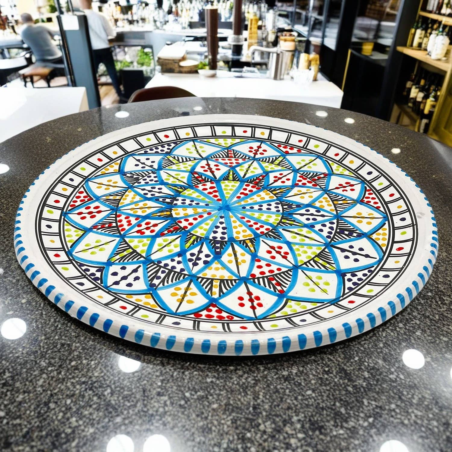 Etnico del Mondo - Wholesale Dinner Plate - Tunisian Handcrafted Ceramic Pizza Plate Ø 35 cm #24