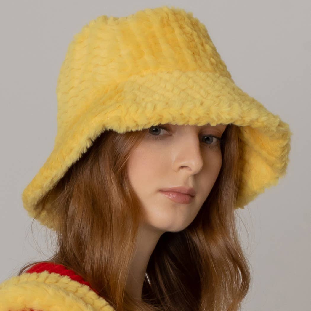 Fashion City – wholesale Bucket Hat - Dam – Vinter enfärgad fuzzy päls hink hatt8