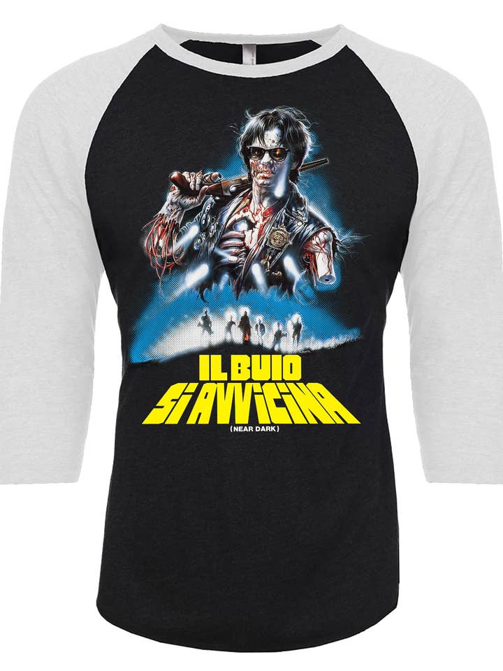 NEAR DARK "ITALIAN POSTER" 3/4 SLEEVE RAGLAN for wholesale by Atom Age Industries