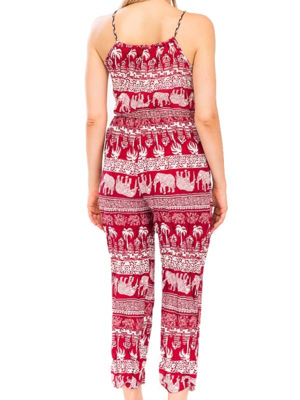 Cap Zone - Wholesale Jumpsuit - Women's - Detailed Elephant Print Summer Jumpsuit5