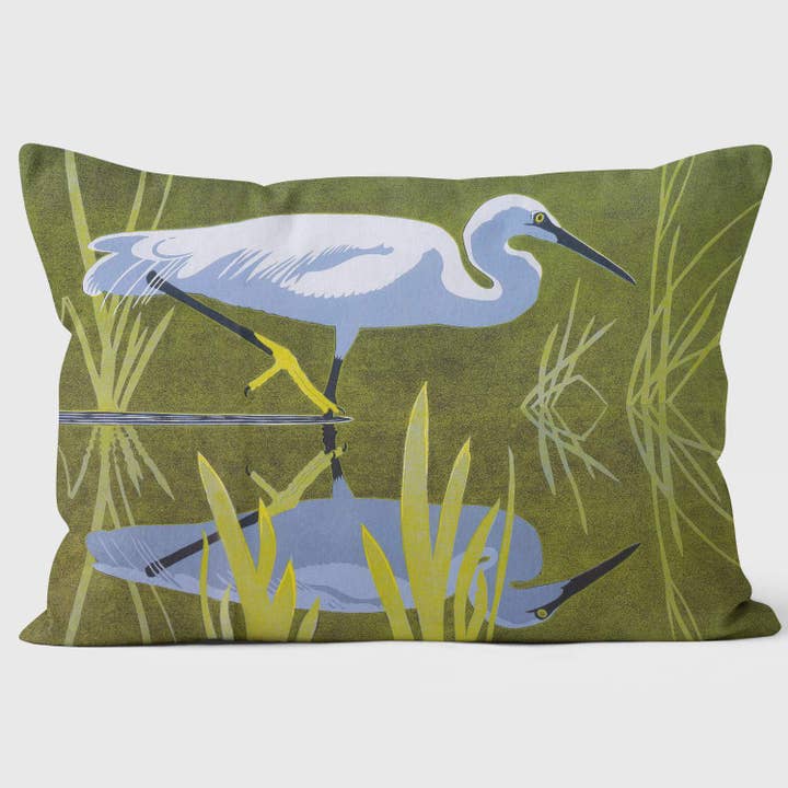 Little Egret - Robert Gillmor Cushion for wholesale by ART CUSHIONS