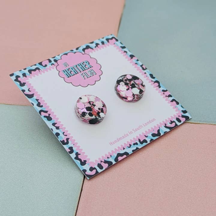By Heather Filby – wholesale Stud/post earrings – Glitter Circle Stud Earrings (MORE COLOURS) - Best Seller17