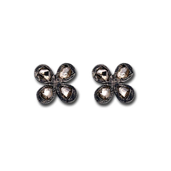 ROSA 4-PETAL DIAMOND STUD EARRINGS for wholesale by Himatsingka