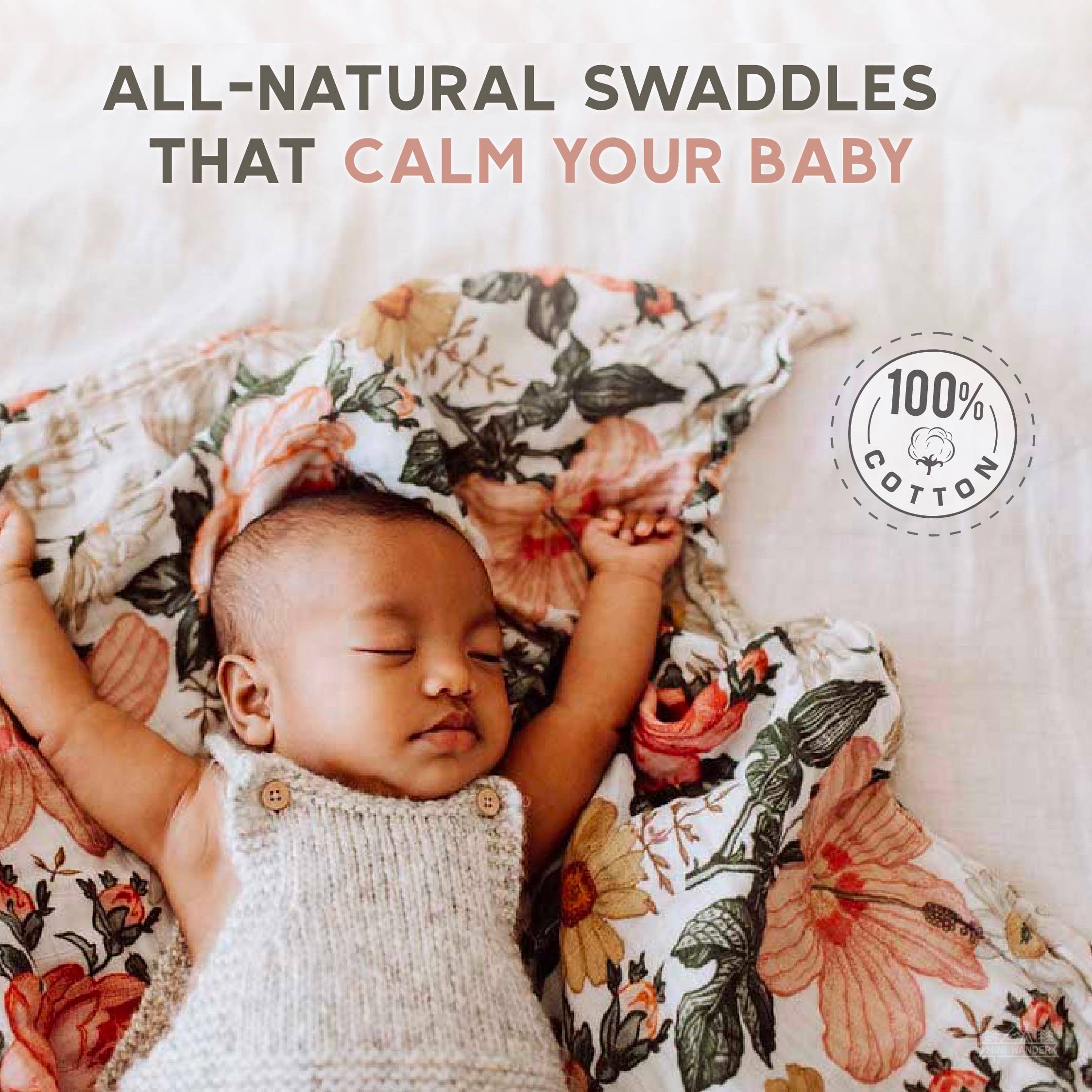 Mini Wander, LLC - Venta al por mayor Mantita - Bebé - Mantel de muselina blanca con estampado floral para jardín2