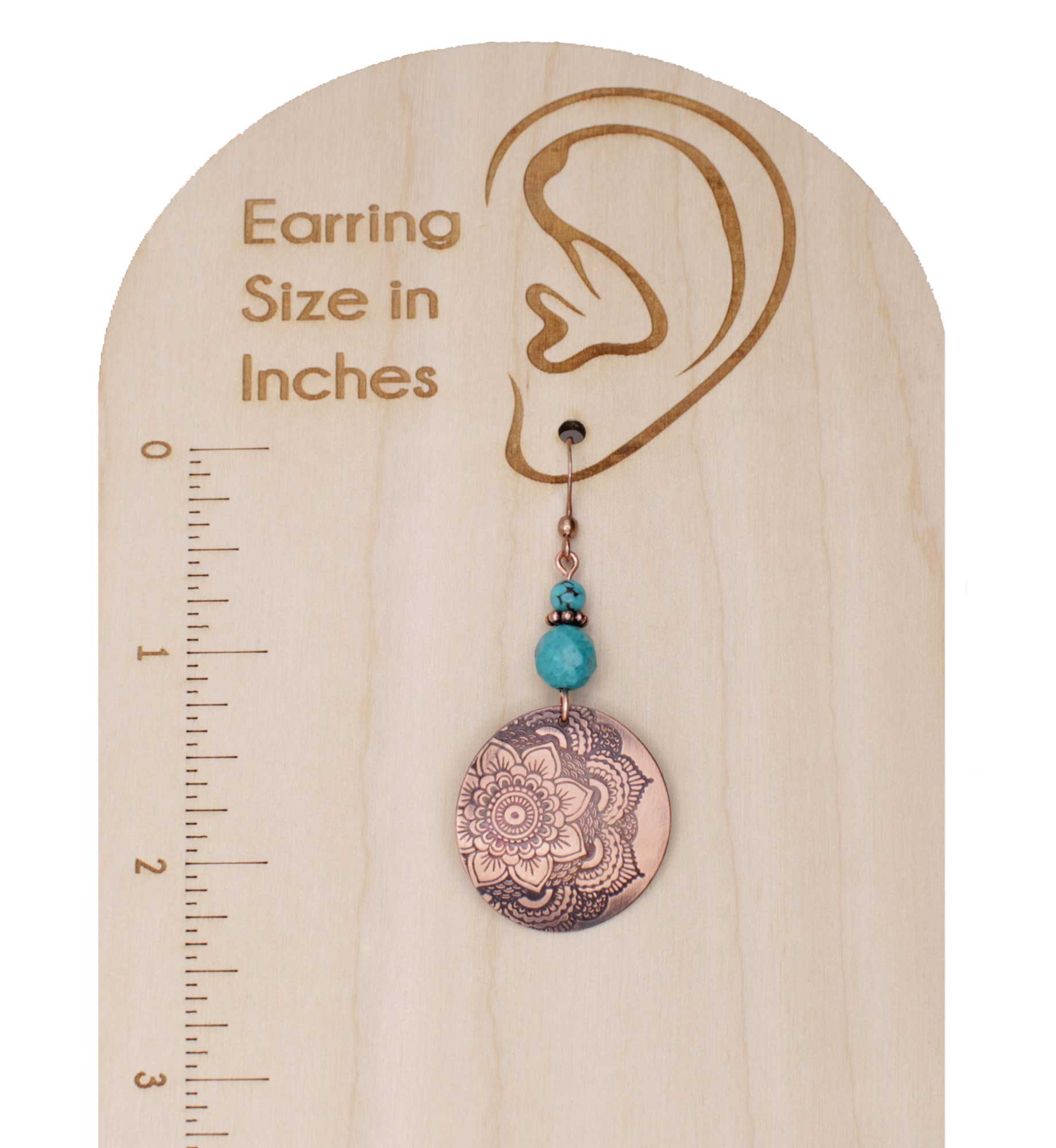 Pillar of Salt Studio - Wholesale Dangle Earrings - Handcrafted Solid Copper Mandala Earrings w/ Turquoise2