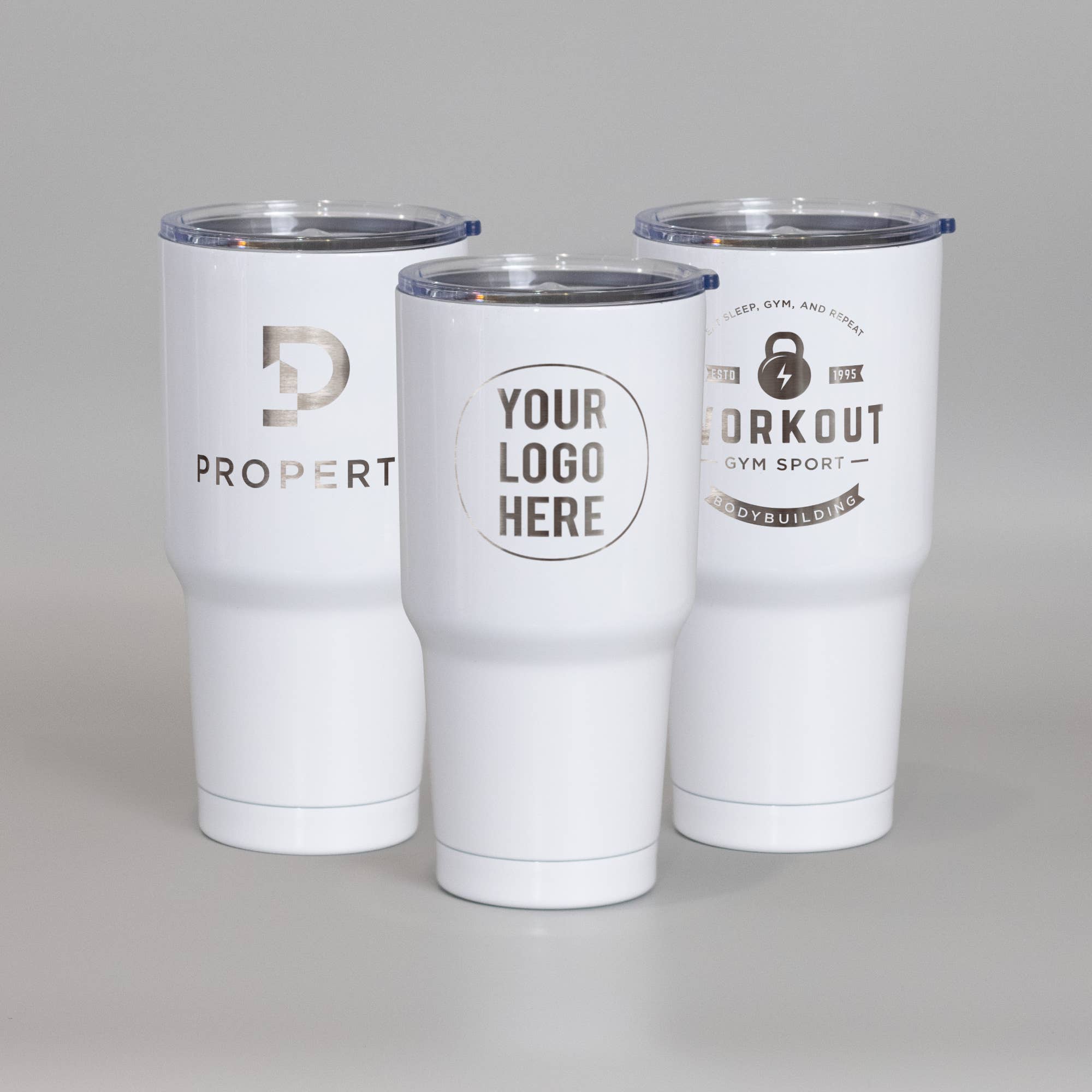 White Custom Engraved Promotional Logo 30oz Tumbler Cup for wholesale on Faire