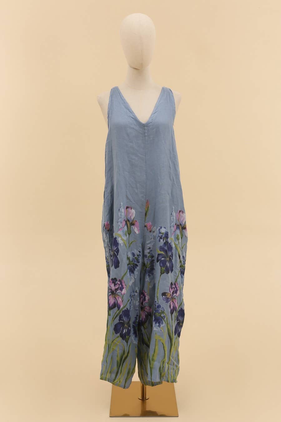 LÉA & LUC - Vente Combinaison – femme - combi  imprimé fleur en 100% lin REF. 386224