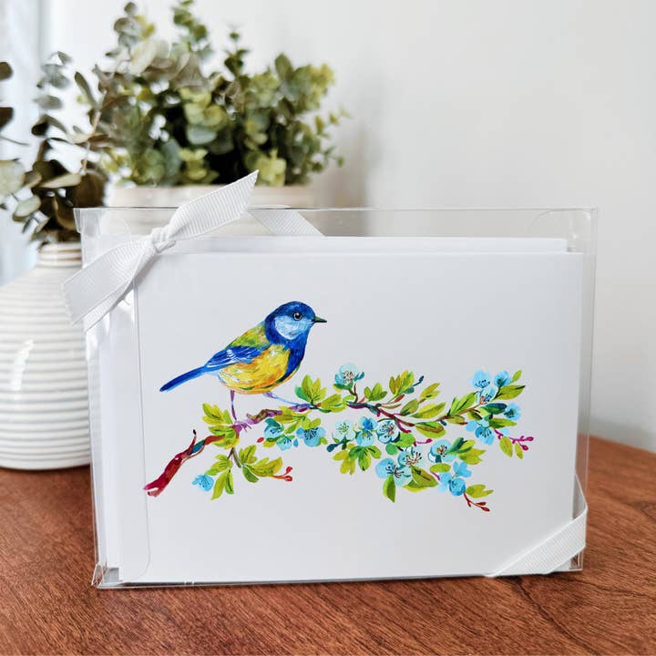 So Thoughtful Gifts – Großhandel Briefpapier-/Postkarten-Set – Blue Birds Notizkarten, 10-teiliges Set, unbedruckt auf der Innenseite1