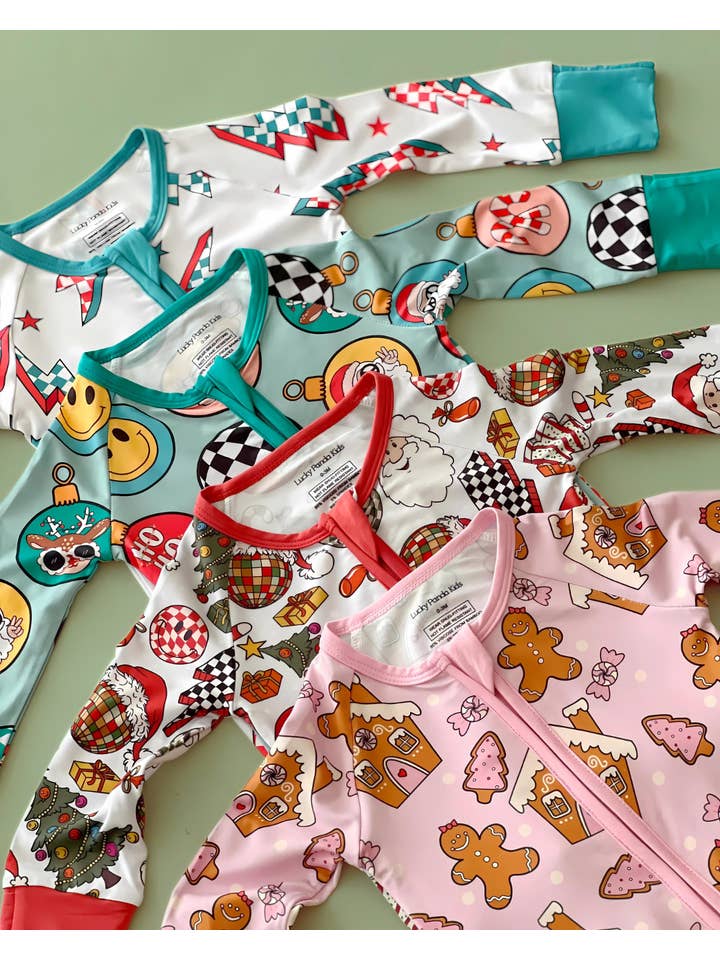 Lucky Panda Kids - Wholesale Jumpsuit - Baby - Bamboo Baby Clothing Zip Romper | Retro Christmas12