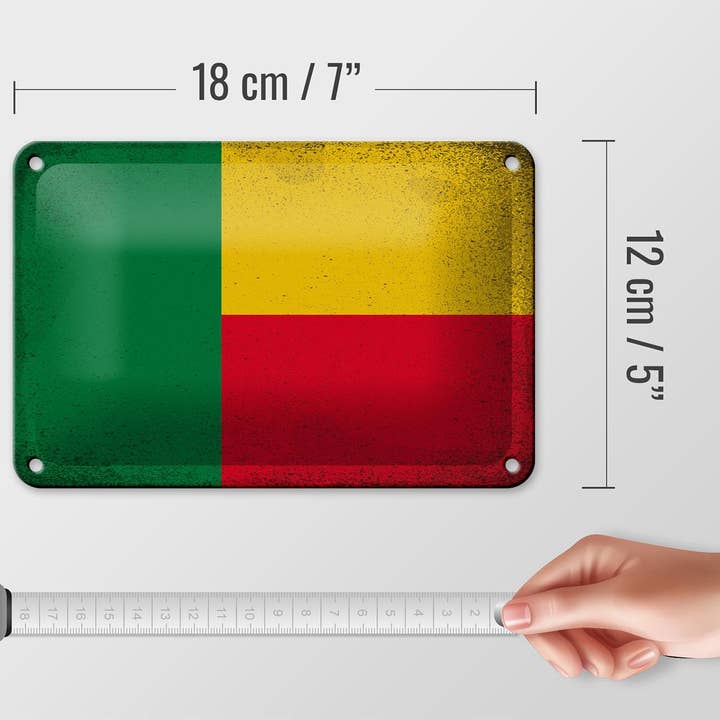 Femer - Wholesale Sign - Flag of Benin Vintage Decorative Sign 18x12 cm Flag of Benin4