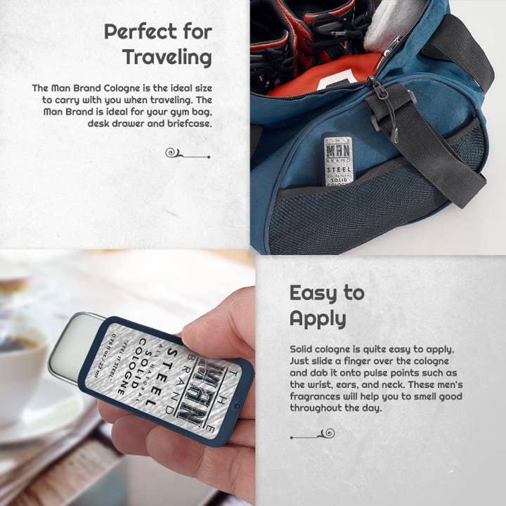 The Man Brand - Wholesale Solid Cologne - Steel Solid Cologne - Vintage Slide Tin - 0.75 Ounce3