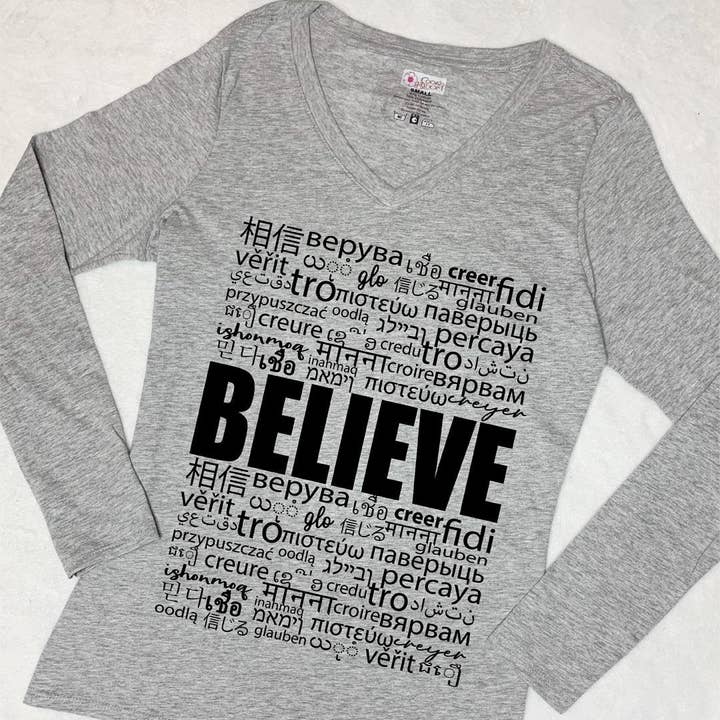 Believe in Translation Long-Sleeve T-Shirt for wholesale by Cooki Bloom