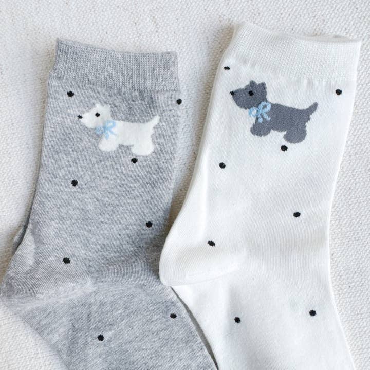 Scottie Dog Pattern Socks Set Of 2 for wholesale by Ellison+Young