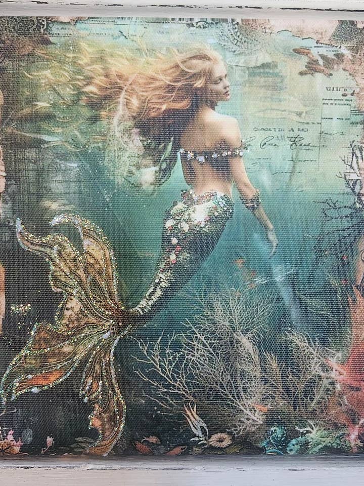 Canvas wandkunst mooie zeemeermin voor wholesale door Little Heart Designs