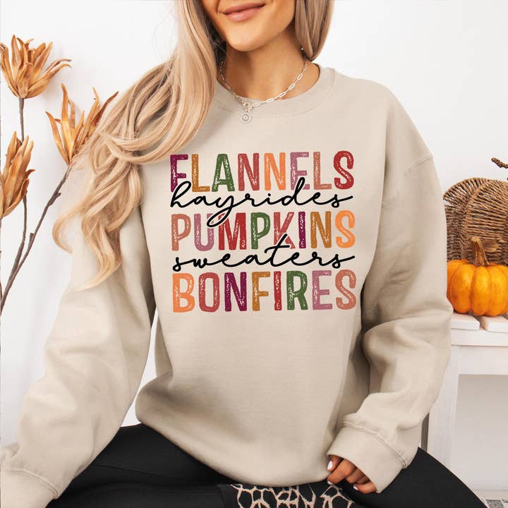 CVH DREAMY LTD - Wholesale Graphic Sweatshirt - Women's - Flannels Hayrides Pumpkin Sweatshirt, Pumpkin Spice Sweater2