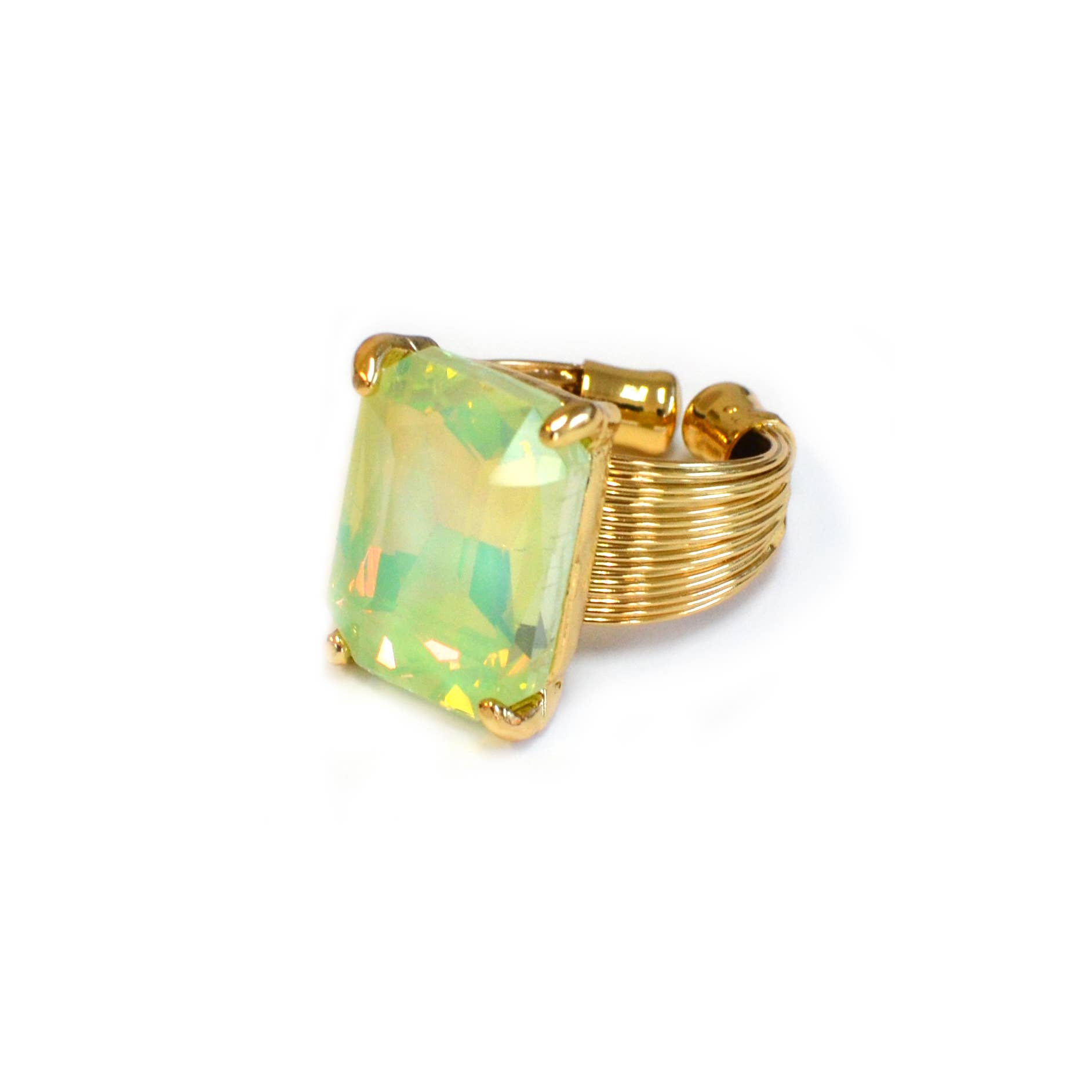 StarryNYC - Wholesale Cocktail/Statement Ring - Square Glass Cushion Cut Cocktail Adjustable Wire Ring22