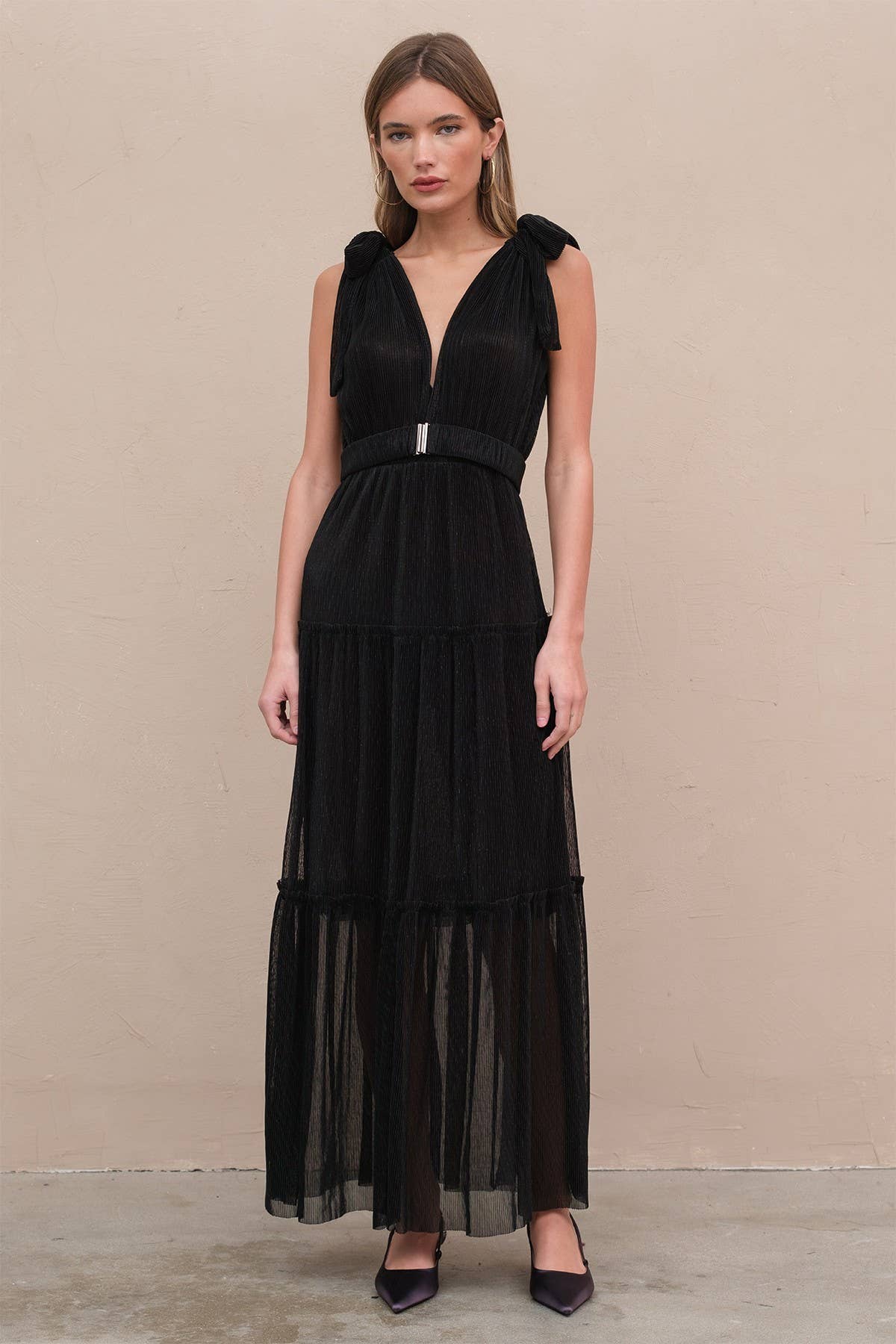 Black Lurex Pleats Dress - RD1019 for wholesale on Faire1