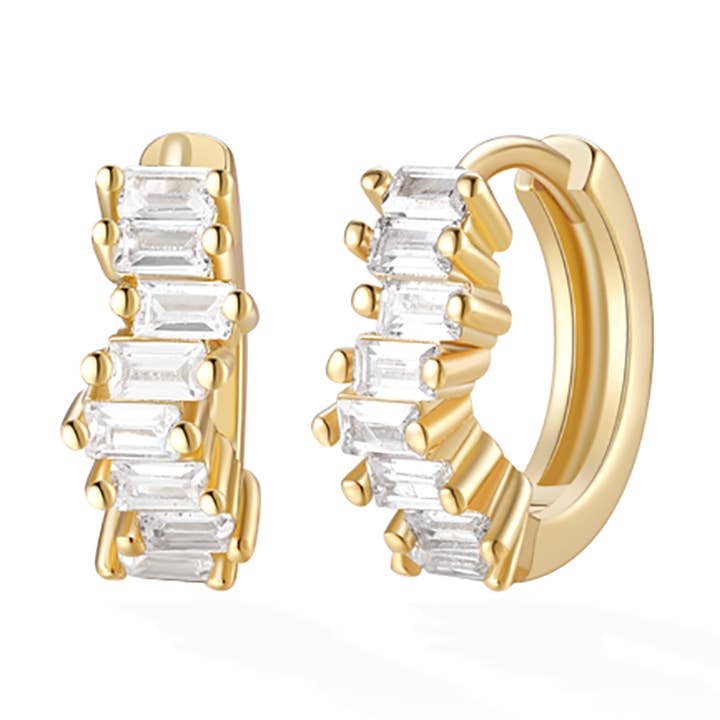 Eternity Baguette Mini Huggies - Yellow Gold for wholesale by Glacier Mist