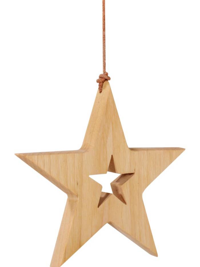 Star carved in wood for wholesale by Dolfi