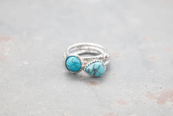 Hipster Row - Vente Bague de cocktail/de cérémonie - Collection de bagues Turquoise4