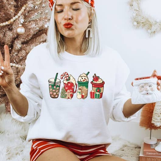 Christmas Sweatshirt, Coffee Sweatshirt, Holiday Shirt for wholesale by Unicorntrendz
