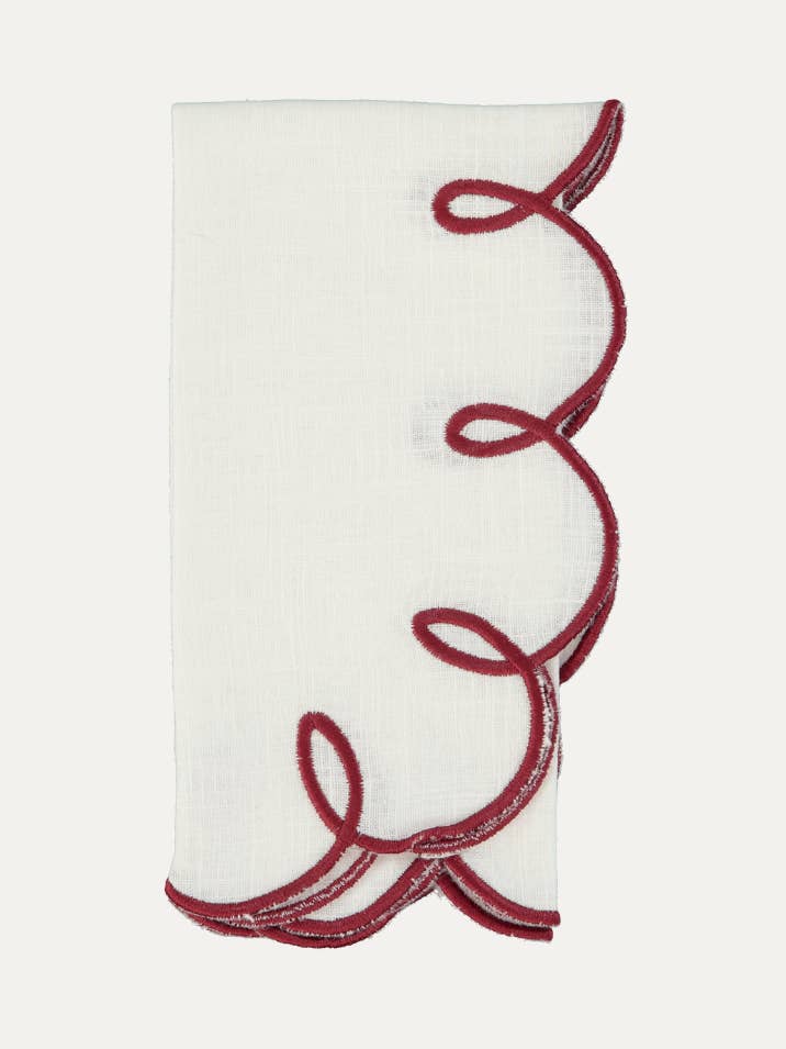 Guardanapo Lisboa, Branco com Bordeaux por atacado de Mariaida Home