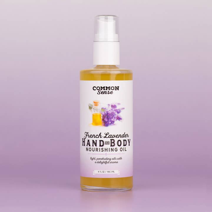 French Lavender Hand and Body Oil 4 oz for wholesale by Common Sense Soap