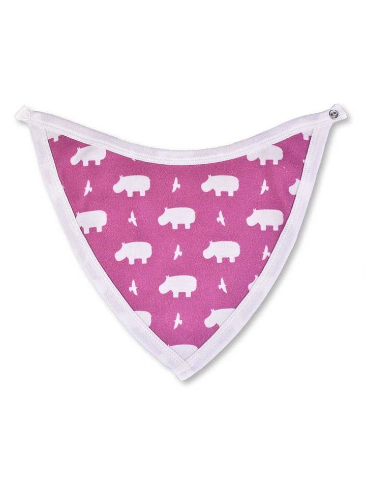 Bavoir Hippo Framboise en coton biologique pour la vente par Jazzy Organics