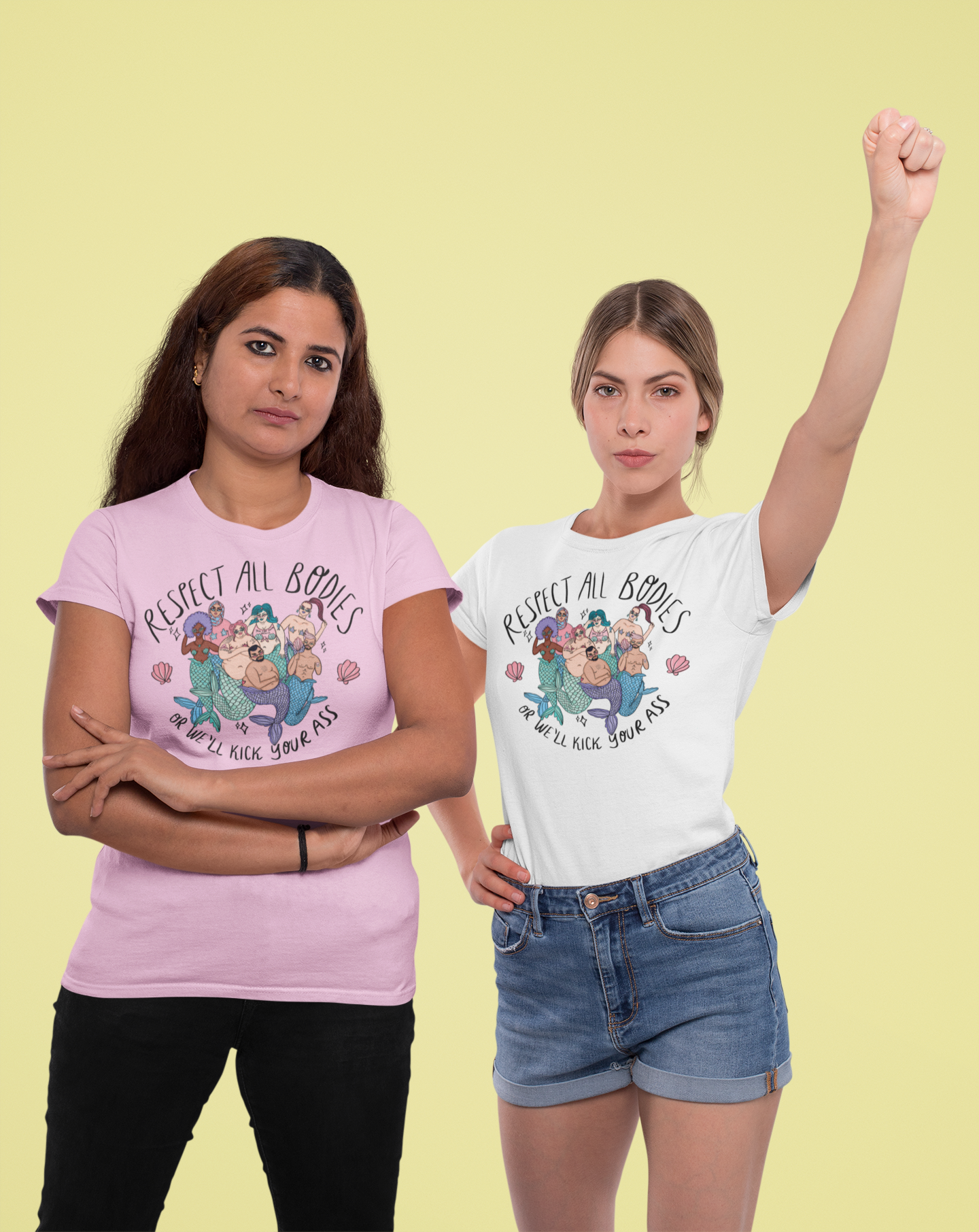 Chiaralascura – wholesale T-shirts med screentryck – Dam – Unisex t-shirt i ekologisk bomull med Body Positive sjöjungfruar29