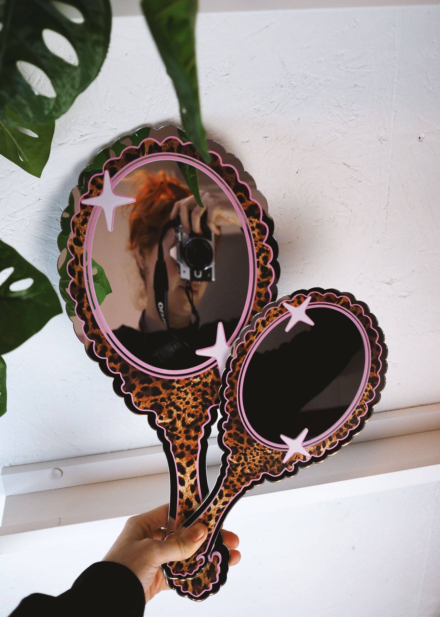 Printed Weird - Wholesale Wall Mirror - Retro Vanity 'Hand Held' Mirror - Leopard Print3