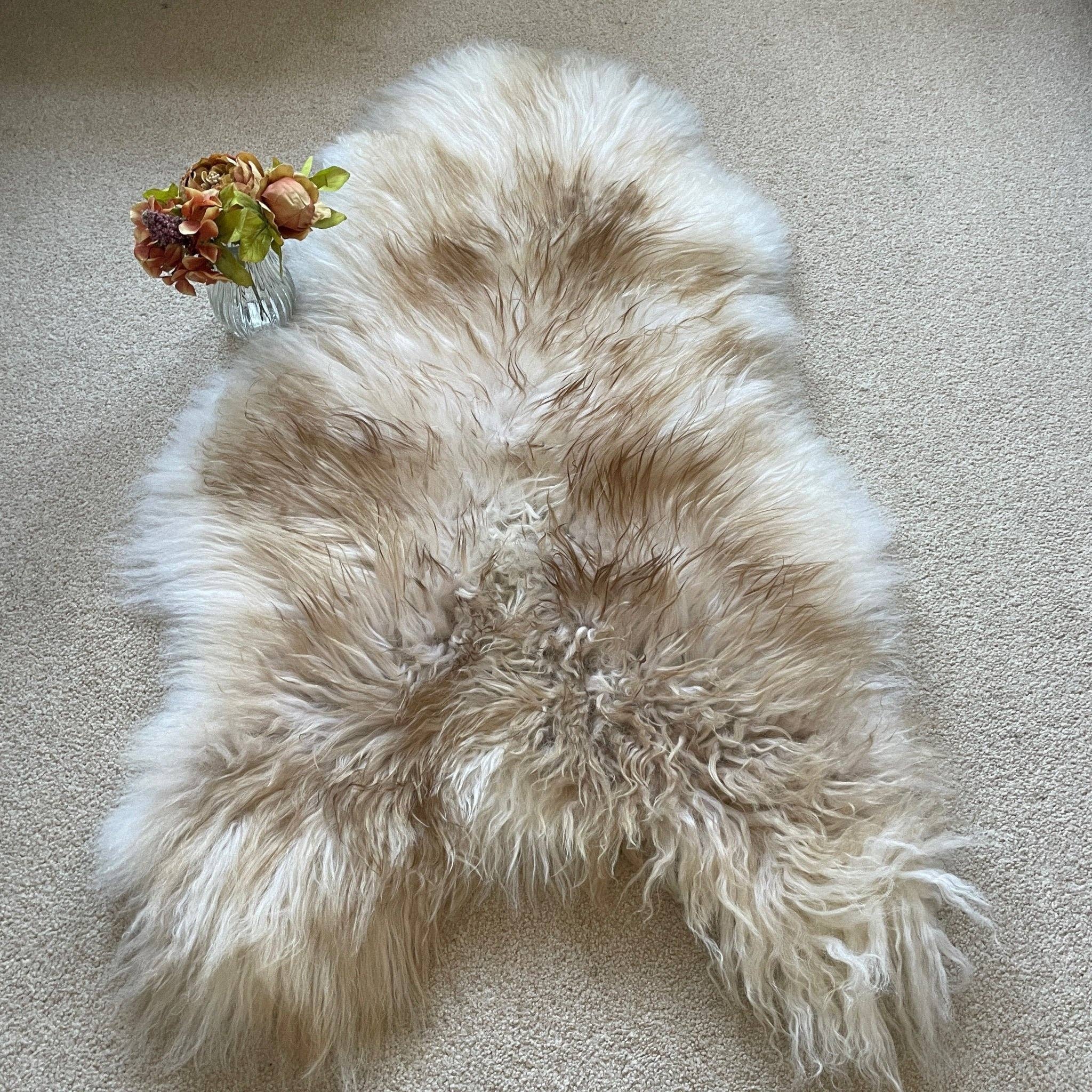 Wildash London – wholesale Area rug – Icelandic Latté Sheepskin Rug 100% Natural Brown Tipped White5