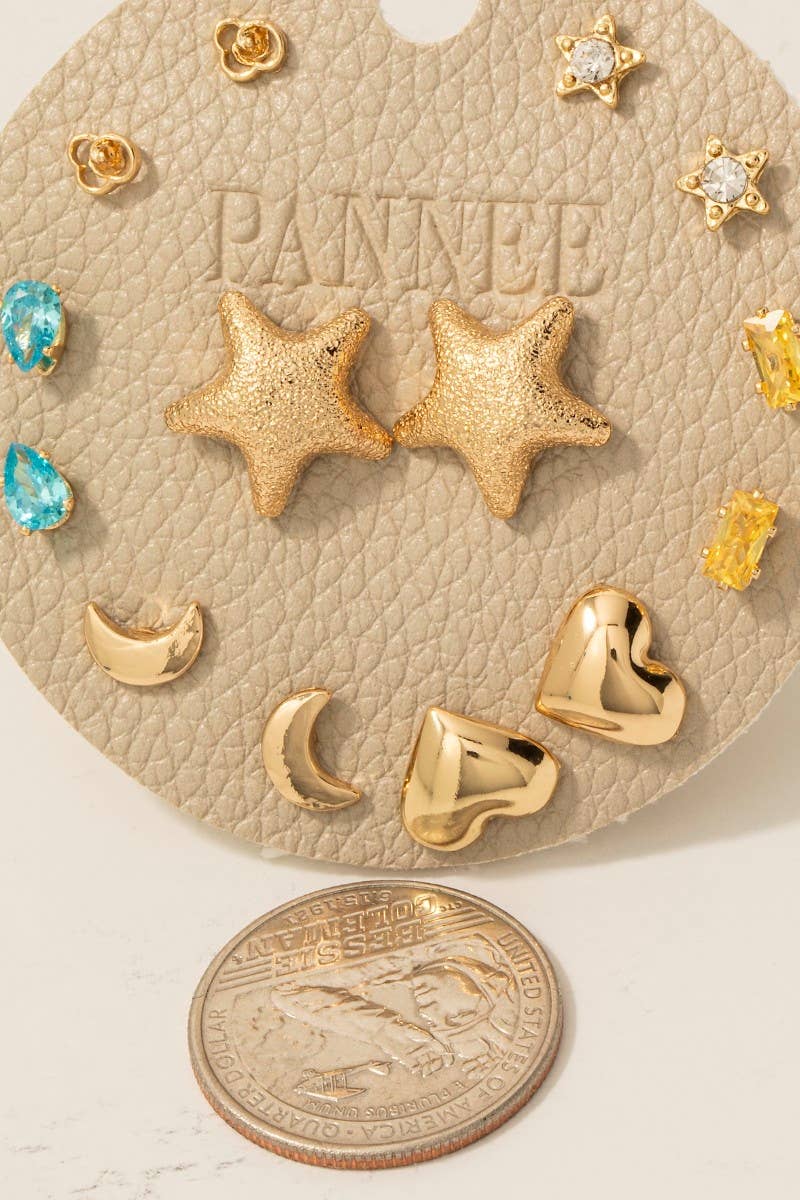 BLYLG  Assorted Metallic And Glass Stud Earrings Set for wholesale on Faire1