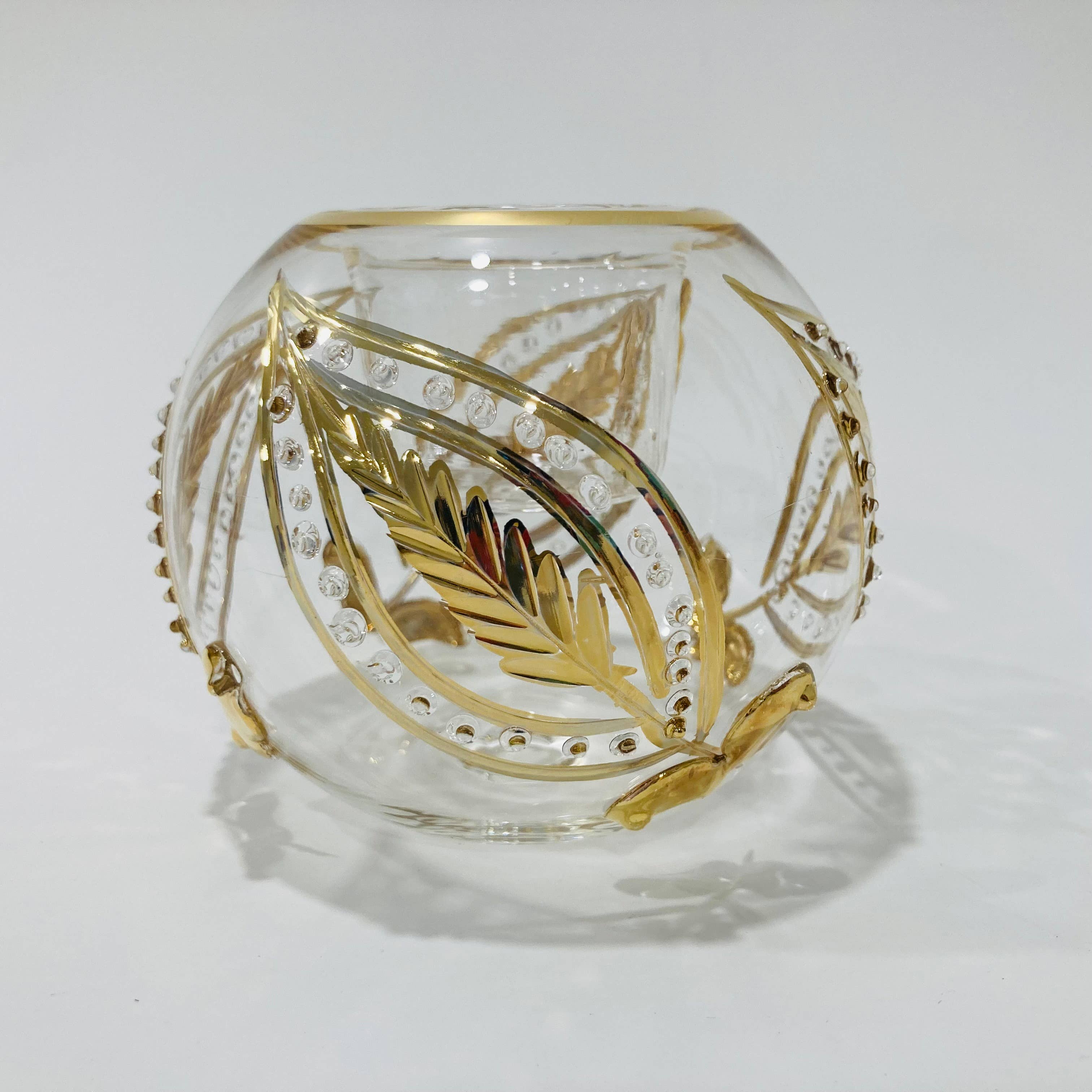 Dandarah (Ships from Canada) - Wholesale Candle Holder - Blown Glass Candle Holder - Paisley Gold1