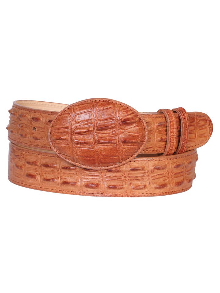 Men's Cowboy Belt - ImitationTail allgator - Cognac 685 for wholesale by El General Western Wear