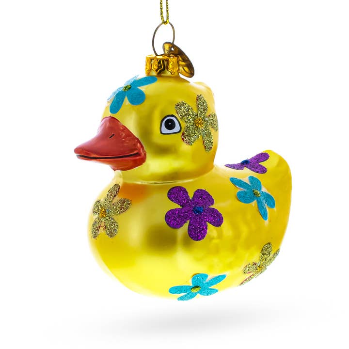 Yellow Duck Glass Christmas Ornament for wholesale by BestPysanky