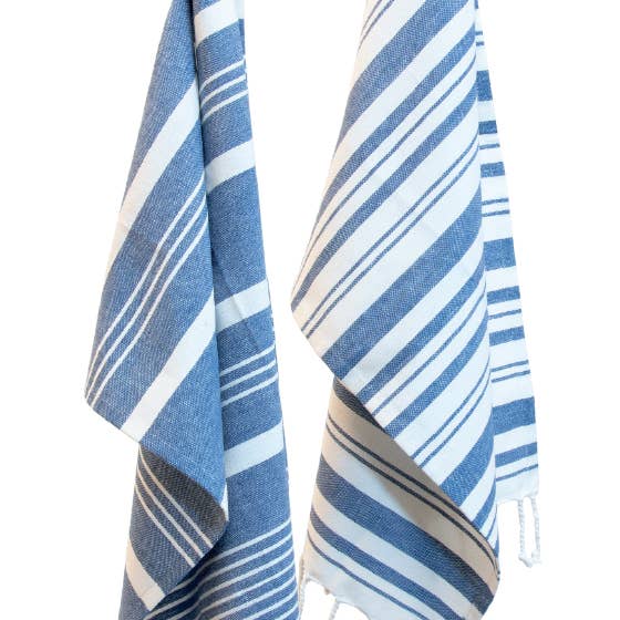 Boston International - Wholesale Tea Towel - Tea Towels Blue Stripes Set of 2