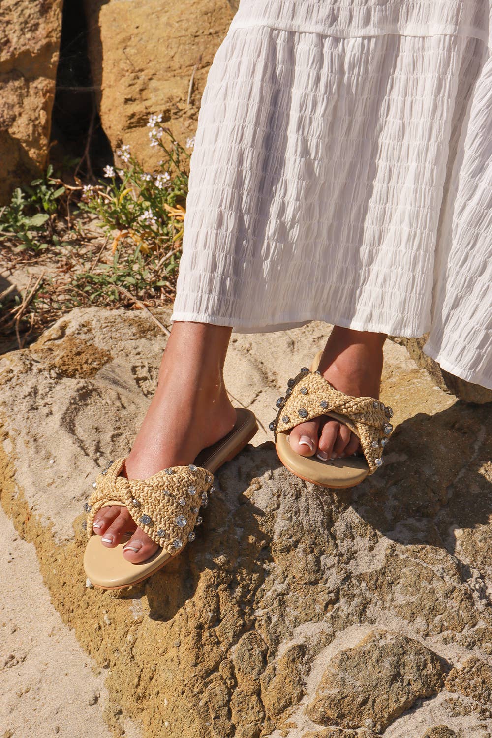 Lemonade Shoes - Vente Sandales – femme - MAYLEEN - Sandales à enfiler en raphia avec perles, style méditerranéen0