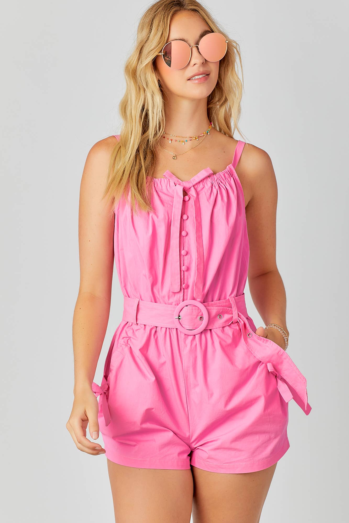 BABY PINK – Großhandel Romper – Damen – Romper mit gerafftem Banddetail14