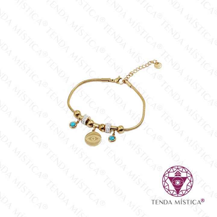Guldfärgat Stålarmband med Avundsjukans Öga för wholesale av Tenda Mística