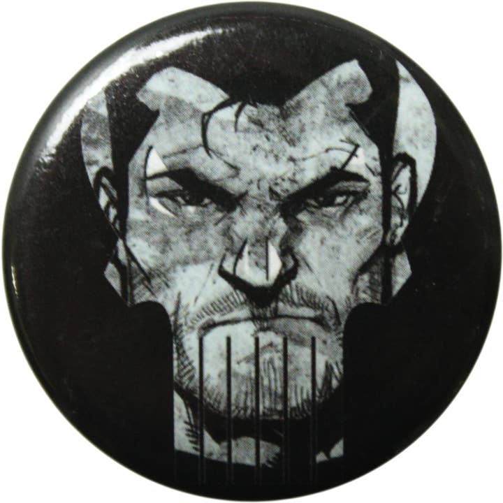 Botón clavado, 1.25 pulgadas, Punisher, The, cara/calavera para venta al por mayor de Square Deal Recordings & Supplies