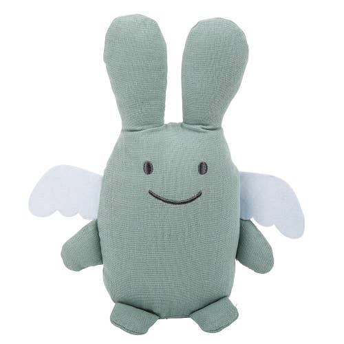 Angel Bunny Comforter with Rattle - Organic Cotton Celadon for wholesale by TROUSSELIER SAS