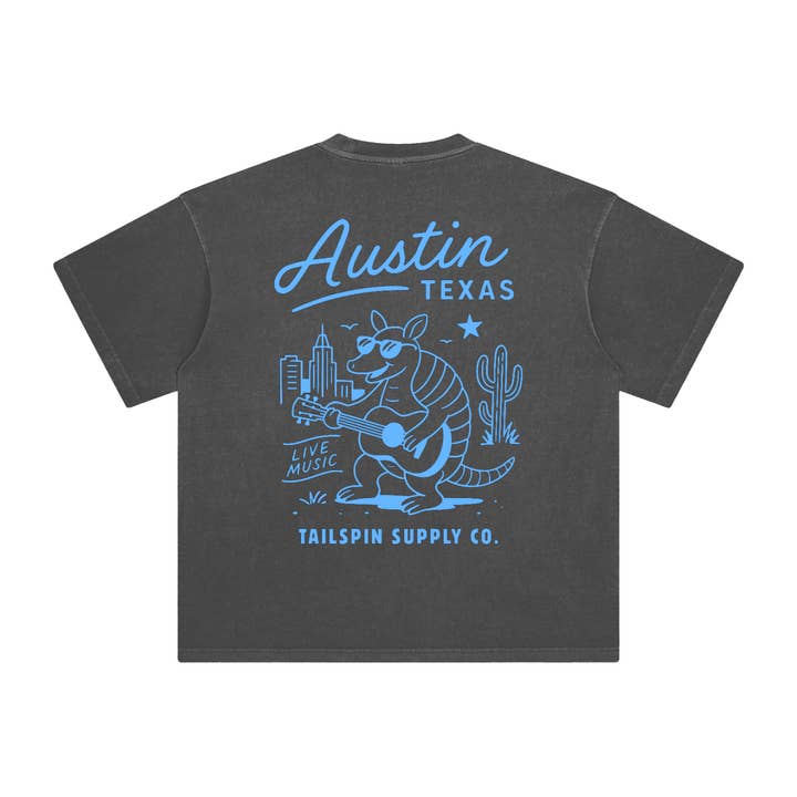 Austin Texas Armadillo T-Shirt for wholesale by Tailspin Supply Co.
