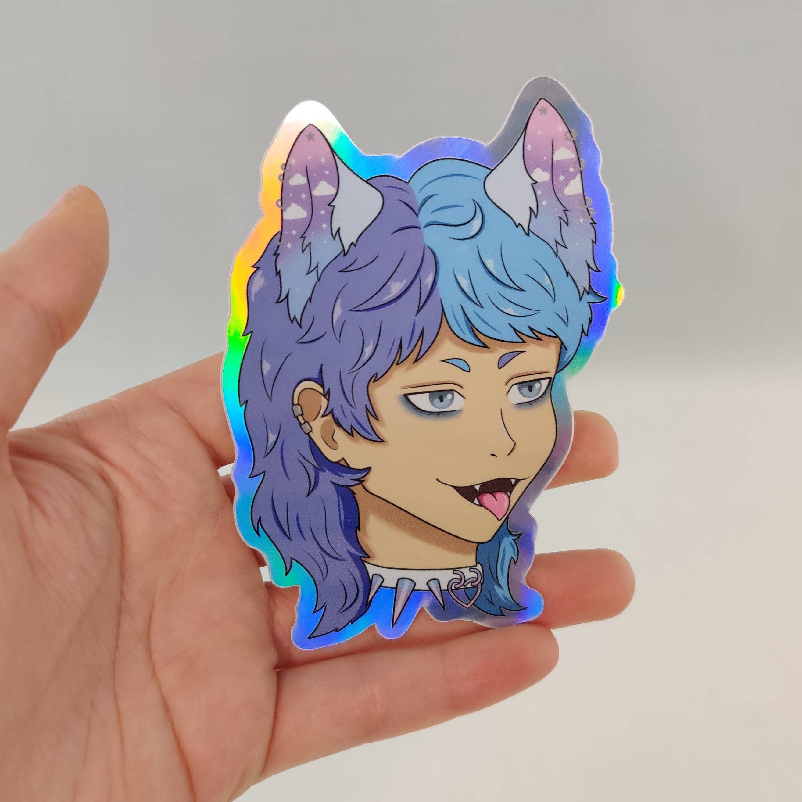 Altcultures - Wholesale Sticker - Holographic nonbinary wolf sticker0